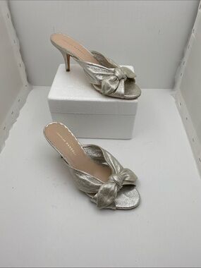 Loeffler Randall Silver Knotted Metallic Mule Heels